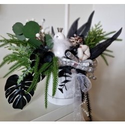 Flower Box świąteczny stroik czarno - biały Black & White M